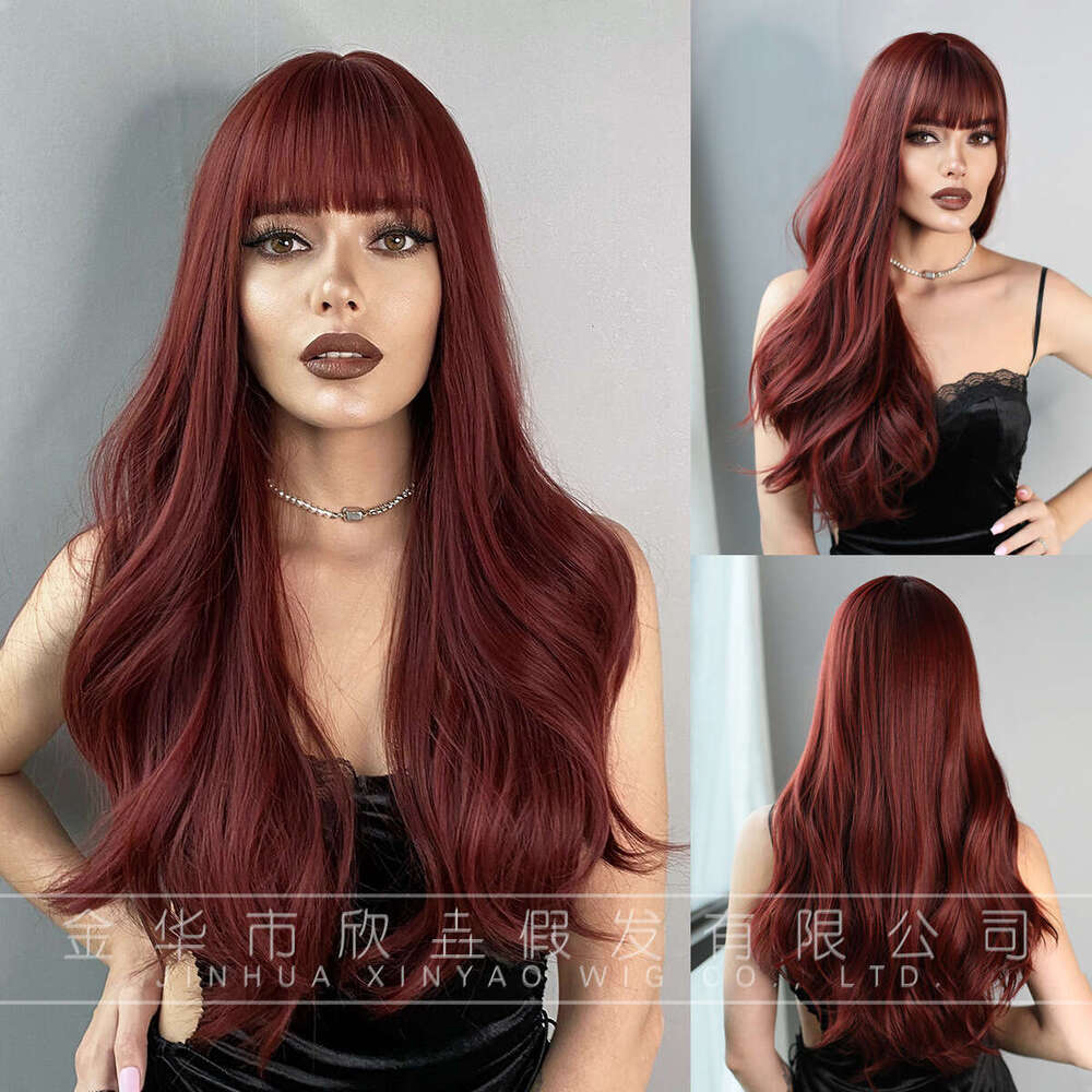 |Multiple Options | Wig Long Curly Hair For Women With Bangs, Big Waves, Synthetic Full Head Wig Kq9 Kq9