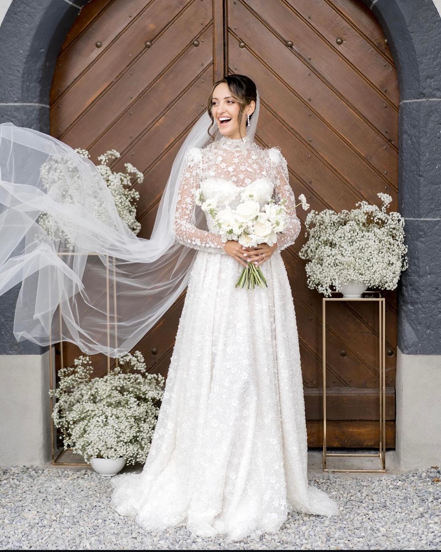 Beaded Sparkly Wedding Dresses With Long Sleeves Appliqued Bridal Gowns Sequined A E High Necke Tulle Vestido De Novia
