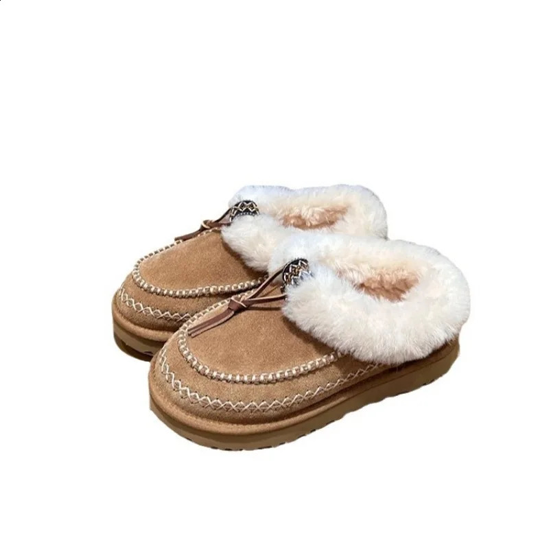Fur Warm Platform Cotton Slip Womens Mule Shoes Suede Snow Boots Winter Flip Shoes 2025 Trend Ankle Botas Mujer 241213 - view 6