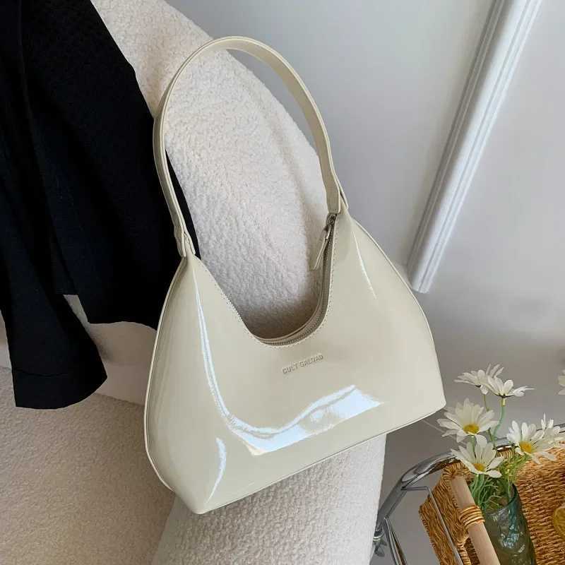 Trendy Designer Solid Shoulder Bags for Women Handbags and Purses 2024 New Fashion Patent Leather Underarm Ladies s Y250603