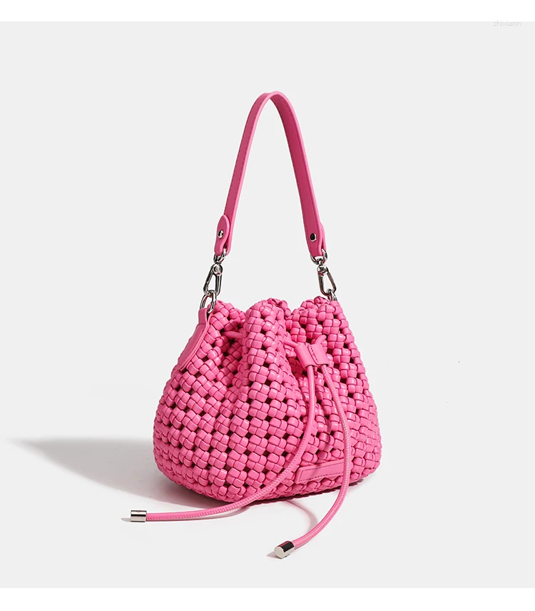 Totes Bucket Bags With Leather Handles Large Cross Bag PU Woven Tote Aesthetic Sier Women's