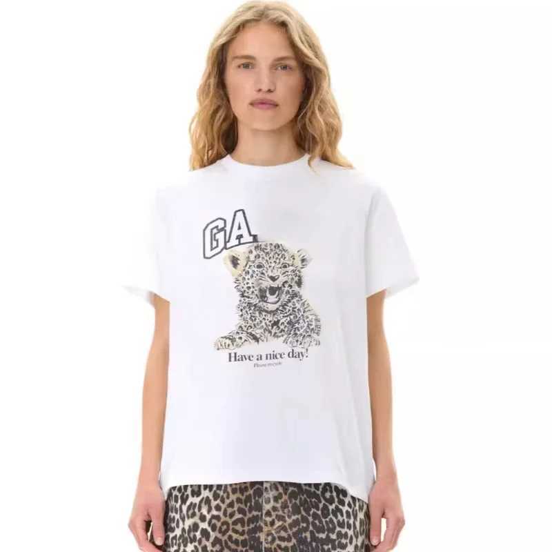 Women's T-Shirt 2025 Summer New T-Shirt With Leopard print For Women GA brand-Loose Round Neck Short Slve For Casual Chic Strtwear Cartoon Y24121