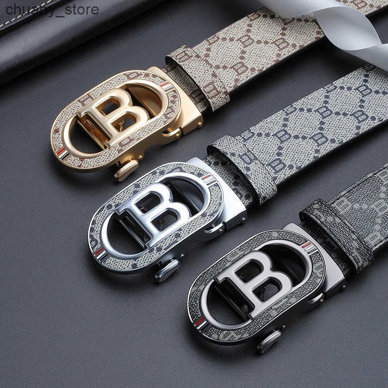 Belts New Big B Automatic Buckle Mens Belt Fashion Letter Buckle Belt Business Leisure Belt Authentic Set Belt L240910