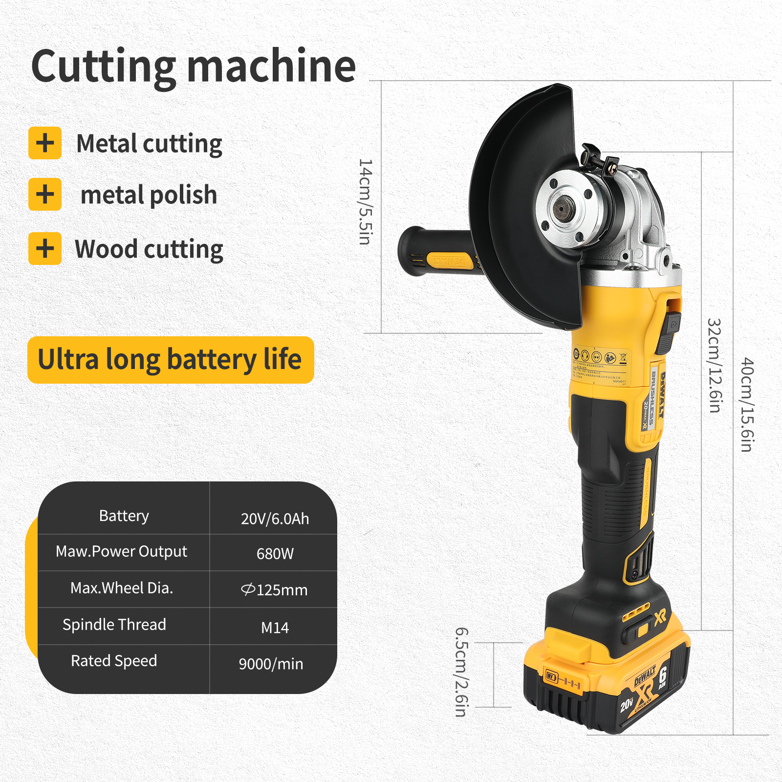 Dewalt DCG405NT 125mm Grinder Grinder Tool Wireless 20V Power Tools Electric Grinder Angle Grinder Brushless Sander Angle Cutt (only tool)