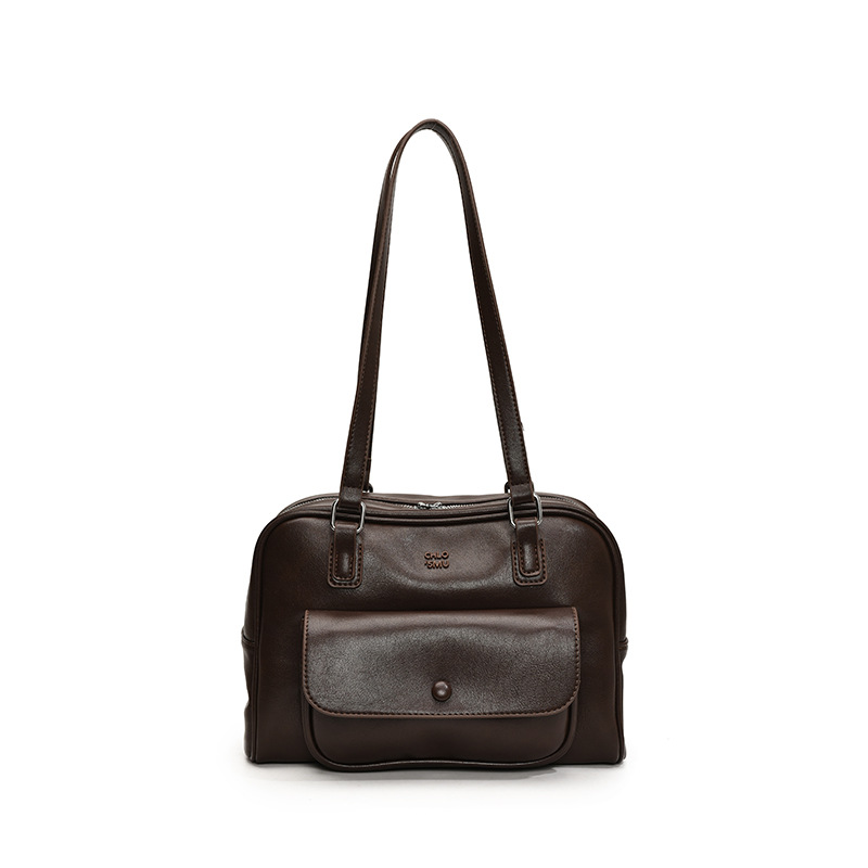 HOT NEW Free Shipping Designer Bags For Womens Oil Wax Leather Double Bag Leisure Black Beige Brown European And American Niche Design Handbag Designe