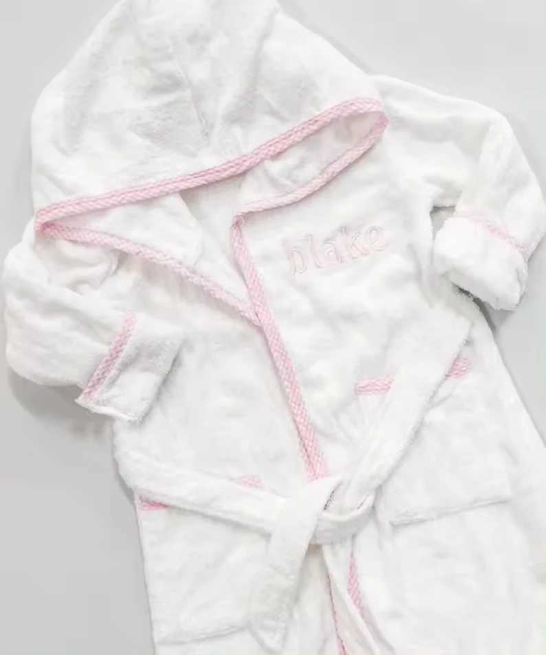 Mudbala White Terry Hoodie Bathrobes Long Sleeve Cotton Dressing Gown Unisex Kids Spa RobesXJ241216