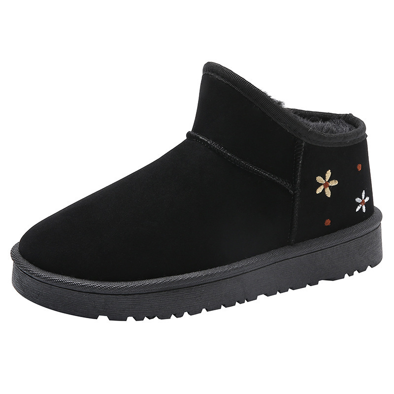Winter Ddmywed Autumn Versatile With Thick Velvet For Warmth Cute Flower Snow Boots Anti Slip Short Tube Cotton Shoes Women S Chinese Brand F Ddmysatu