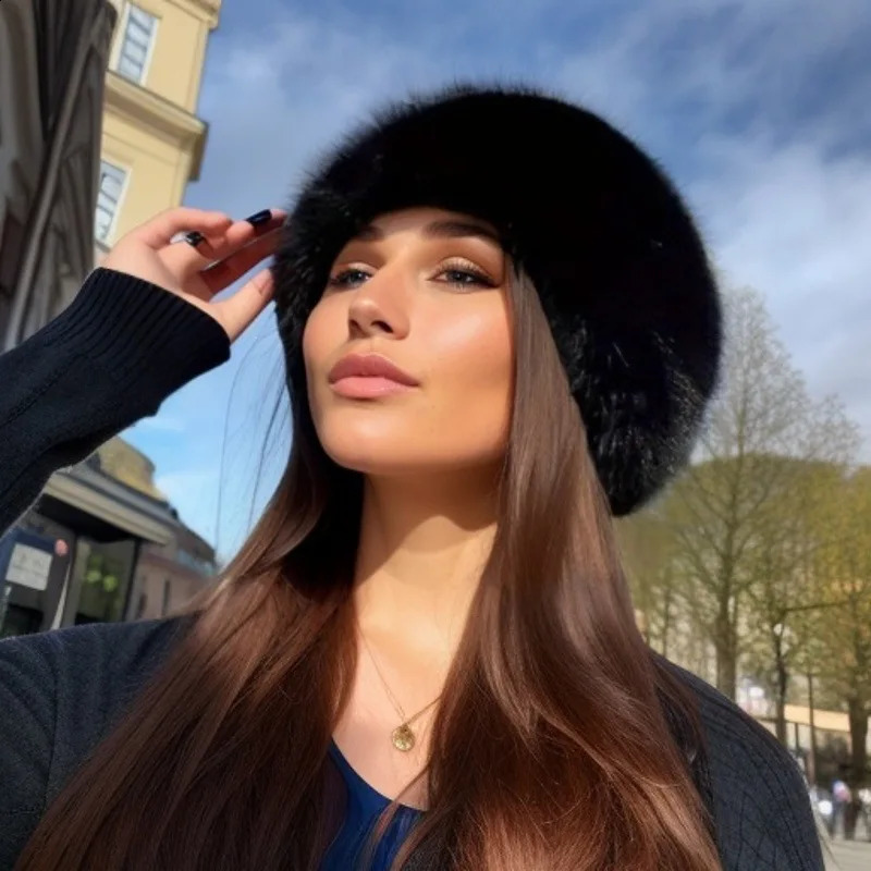 Winter Anti Mink Womens Fisherman Hat Simple Solid Color Thickened Warm Dome Fur Bucket Hats For Woman 241217