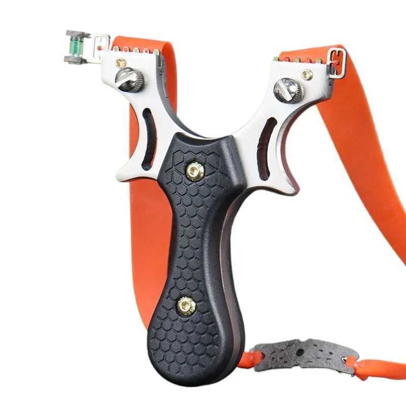 Powerful Metal Slingshot Precise Aiming Catapult Outdoor Hunting Shooting Slingshot Flat Rubber Band Outdoor Small ToolXJ241217
