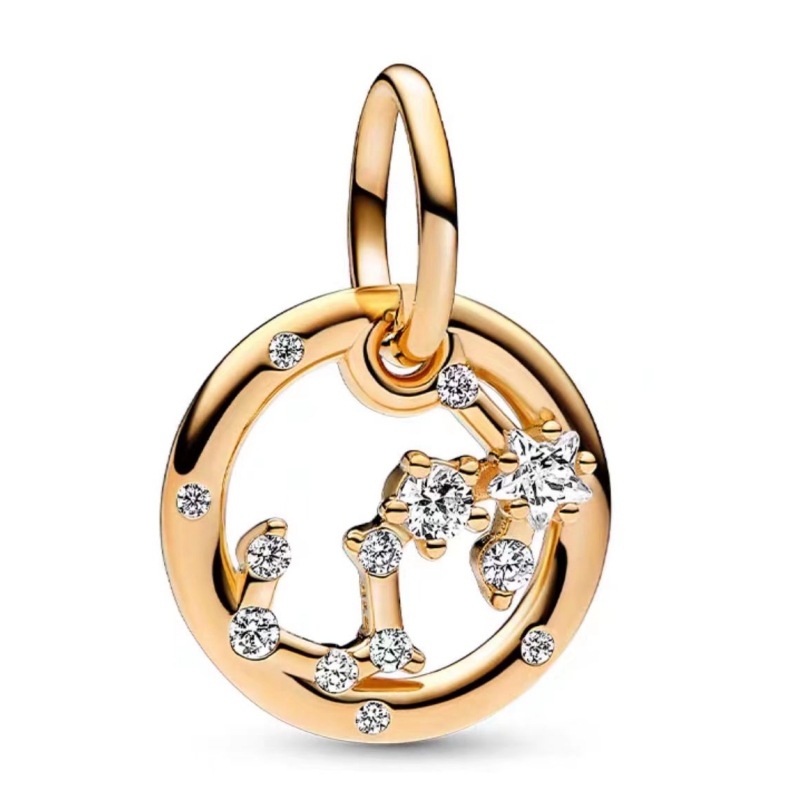 S925 Sterling Silver Luxury Designer 12 Zodiac Leo Libra Pisces Taurus Virgo Loose Beads Charms Women Fits 3mm Snake Chain Bracelets DIY Making Jewelr
