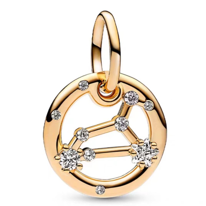 S925 Sterling Silver Luxury Designer 12 Zodiac Leo Libra Pisces Taurus Virgo Loose Beads Charms Women Fits 3mm Snake Chain Bracelets DIY Making Jewelr