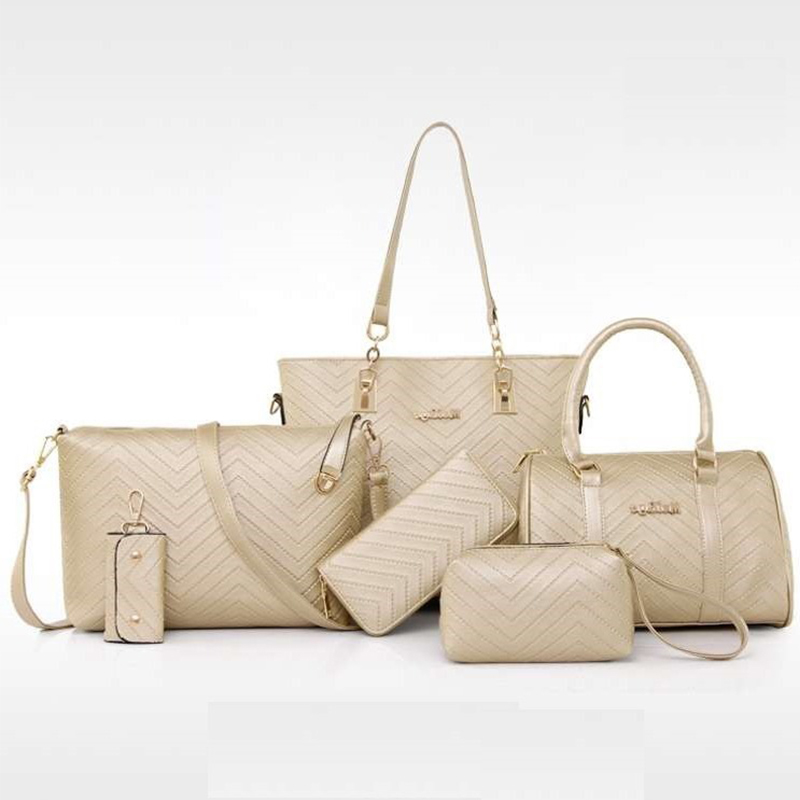 Handbags for Women Ladie Shoulder Bags Version Trendy Embroidery Thread Crossbody Shoulder Hand-Held Bags Six Piece Set