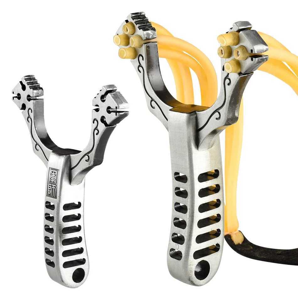 High Elasticity Traditional Card Ball Slingshot Stainless Steel Metal 4 Card 8 Strand Slingshot Outdoor Hunting and Shooting SetXJ241217