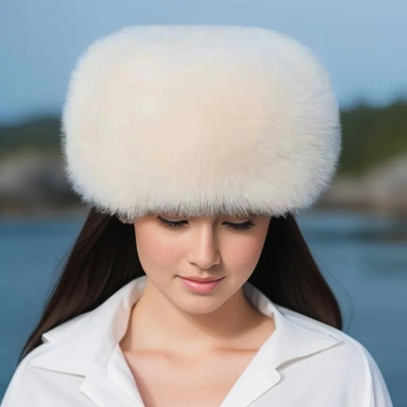 Winter Anti Mink Womens Fisherman Hat Simple Solid Color Thickened Warm Dome Fur Bucket Hats For Woman 241217