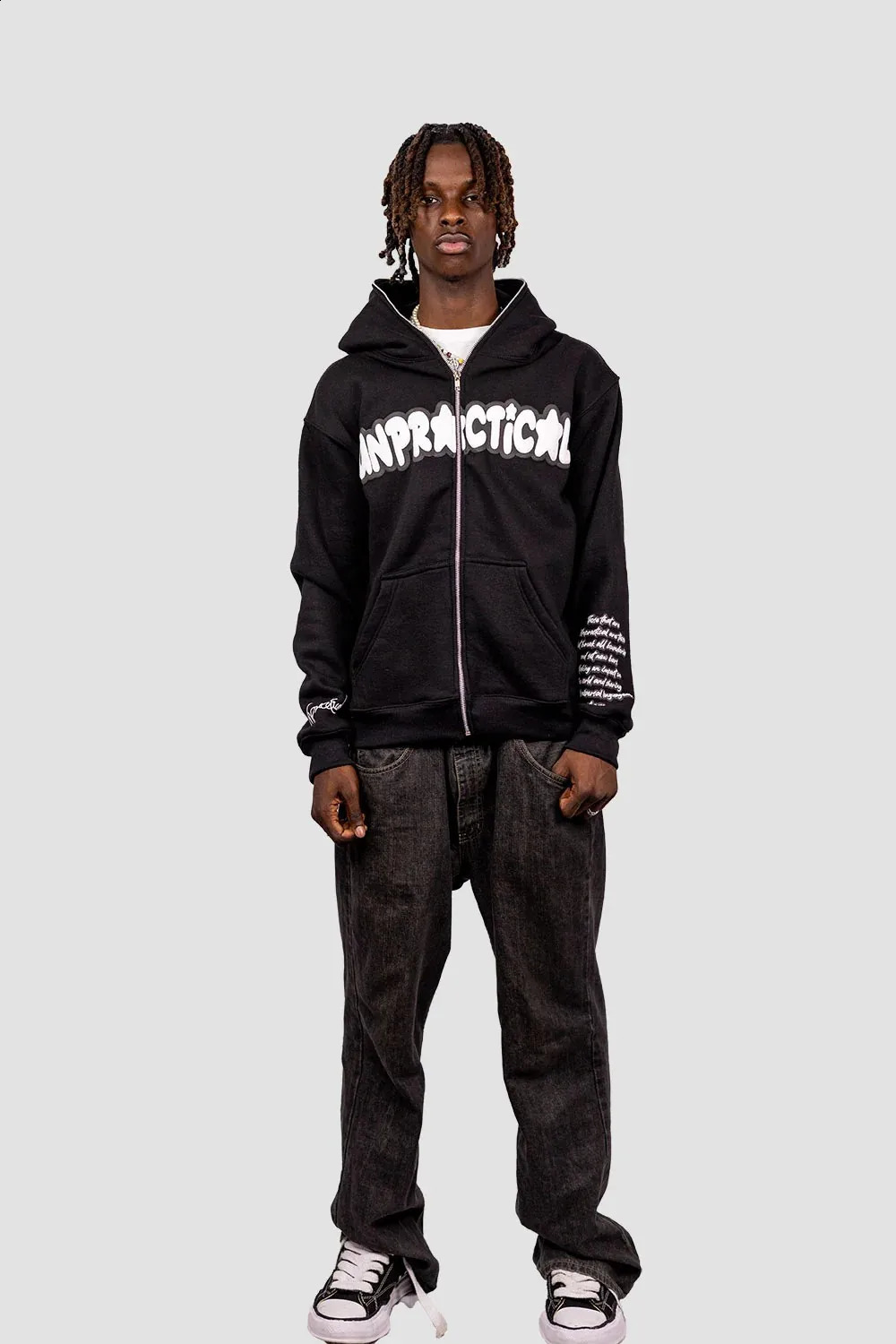 American Y2k High Street Trend Jacket Men Women Letter Star Print All Zipper Hoodie Harajuku Fashion Retro Oversized Sweatshirt 241217