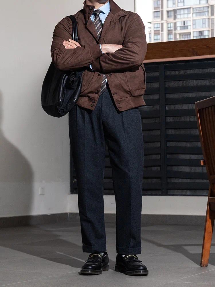 Mens Jackets Imitation Suede Retro Classic Flight Jacket Bomber IVY Business Casual Commuting For Men