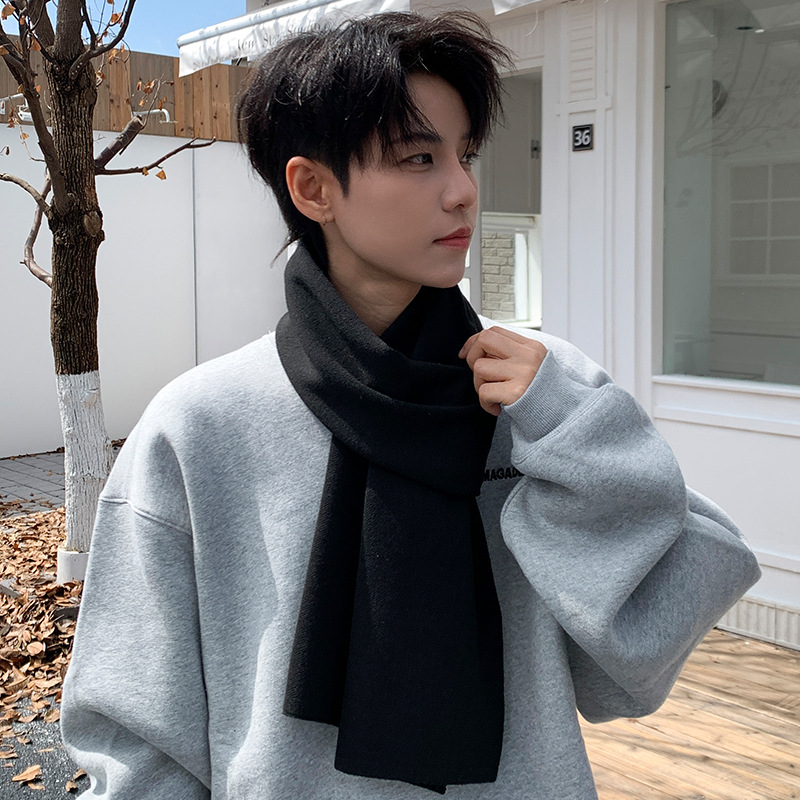 M11603 cashmere scarf women's winter thick solid color wool scarf versatile Korean version shawl men's autumn and winter white scarf