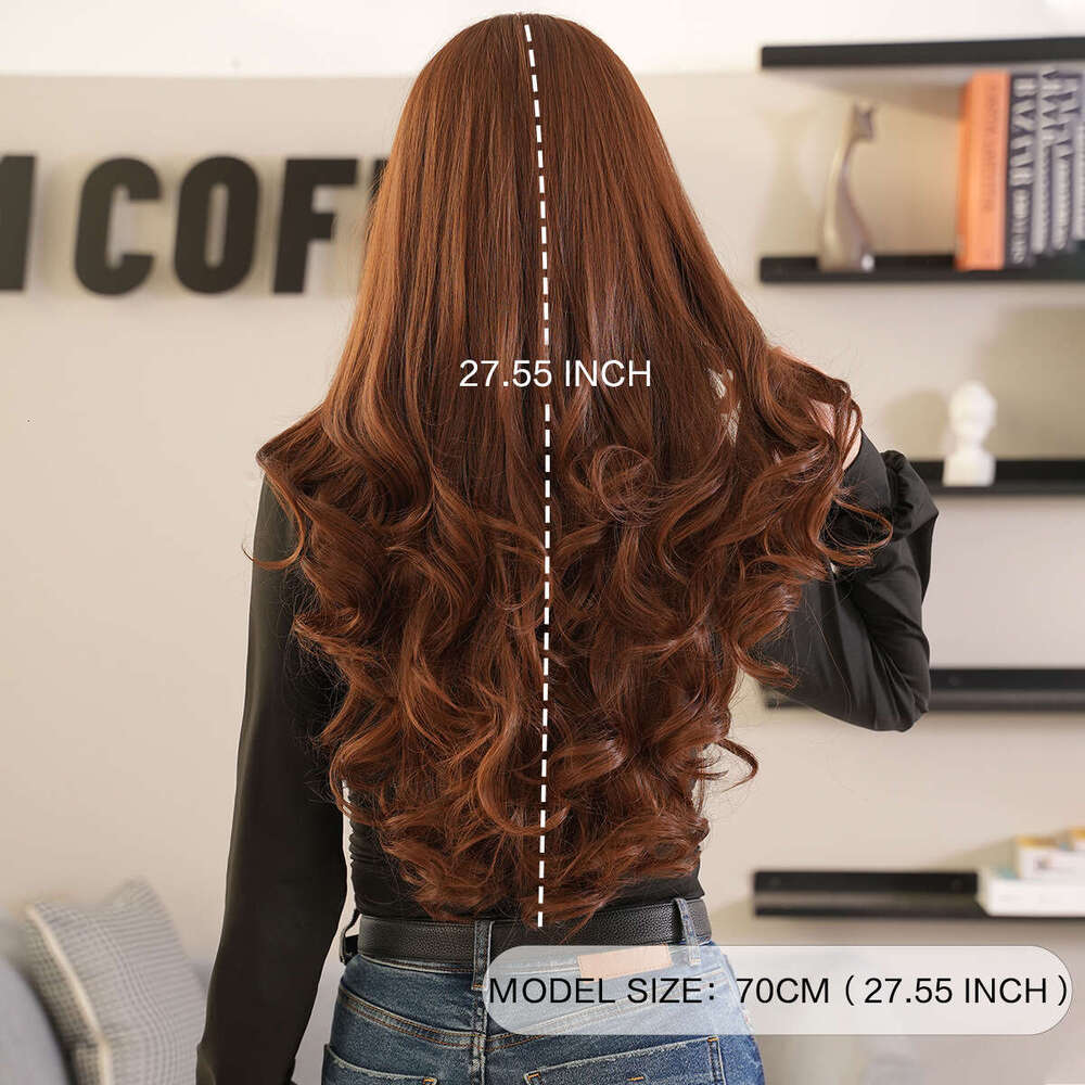 Female Brown Long Curly Hair With Differentiated Fibers Nism, Wig Rose Mesh Full Head Cover Kq9 Kq9