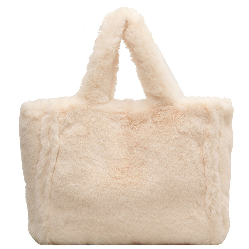 Designer Women's Faux Fur Shoulder Autumn Winter Plush Tote Puffer Handbag Casual Fuzzy Large Capacity Shopping Bag New tote bag purse handbag