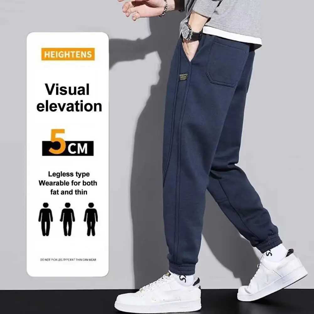 2025S Fashion Designer High Quality Mens Brushed Elastic Waist Solid Color Soft Warm Ankle Strap Pocket Loose Spring And Autumn Sports Pants