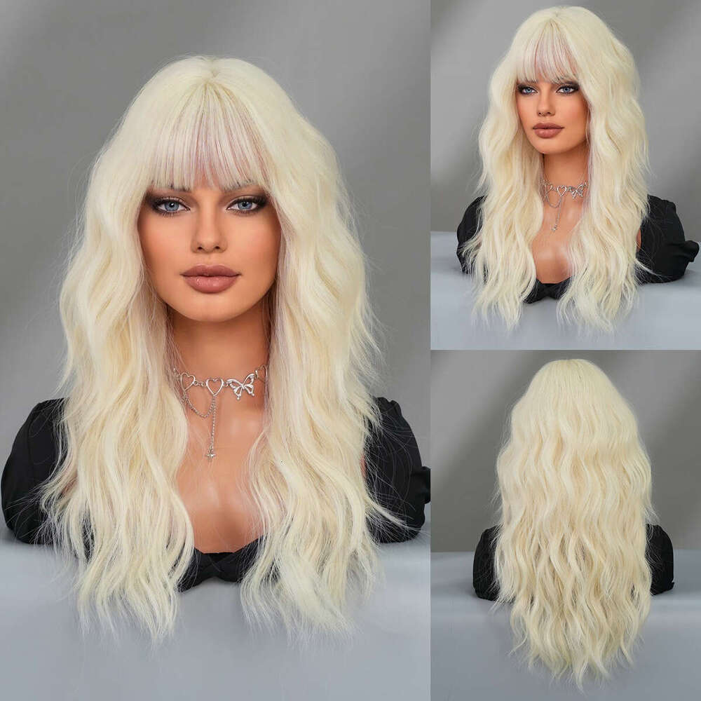 Medium Length Wavy Bangs Curly Hair Cosplay Costume Wig Platinum Wig Kq9 Kq9