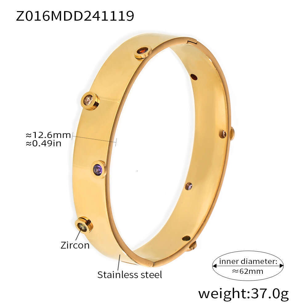 Mysterious Color Handmade Inlaid Zircon Texture Wind Stainless Steel Non Fading Fashion Bracelet