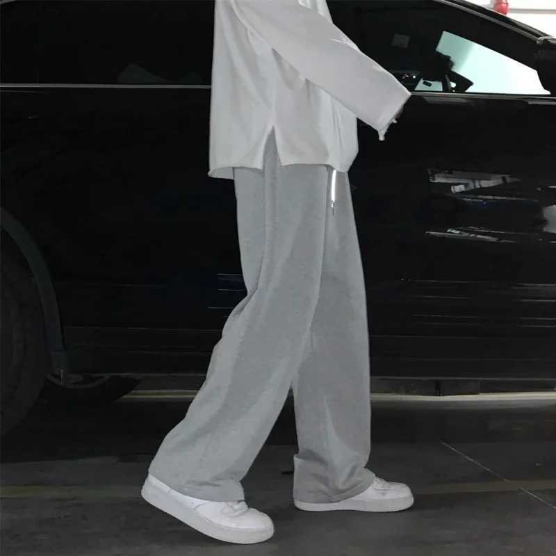 High Quality Summer Casual Pants Men Fashion Gray Black White Wide-leg Pants Men Streetwear Loose Straight Sweatpants Mens Joggers Trousers T241217