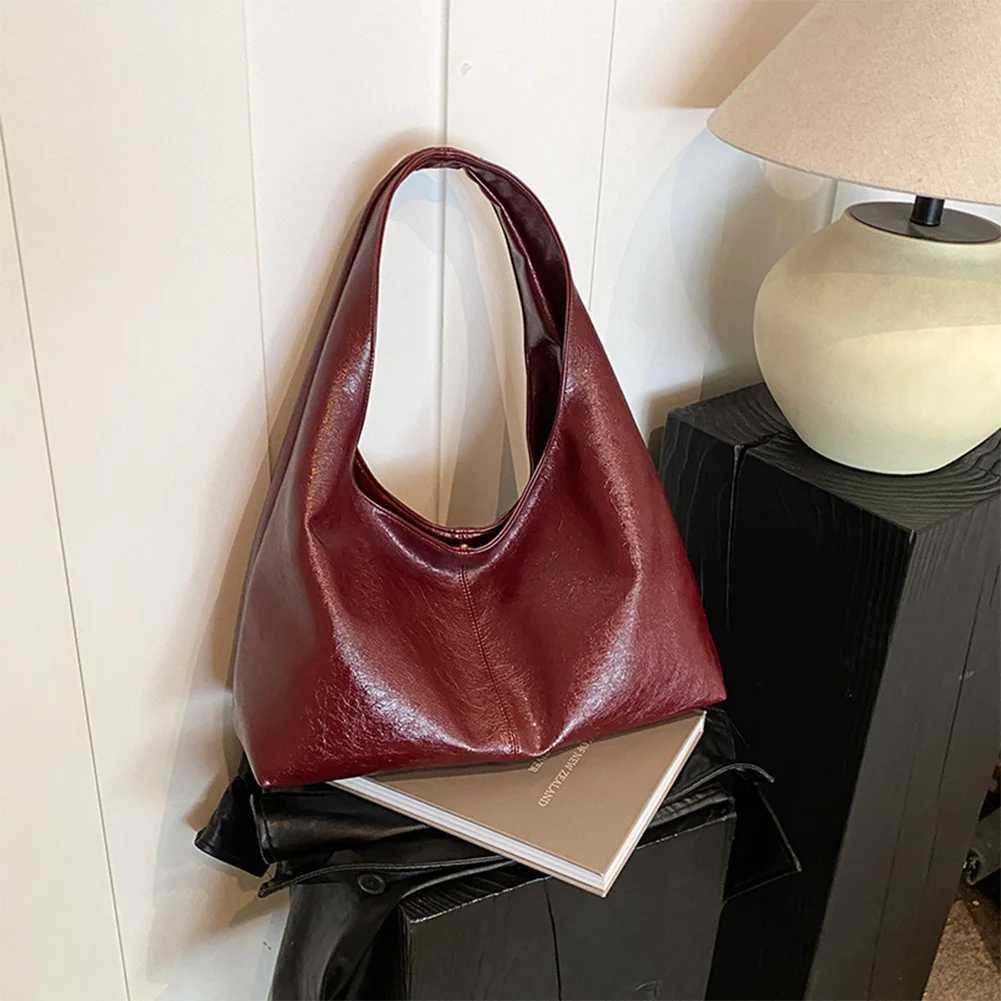 Red Handbag Purse for Women PU Leather Shoulder Bag Vintage Womens Bag Trendy Hobo Bags Y2K Girls Female Causal Commuter Bag Y241216