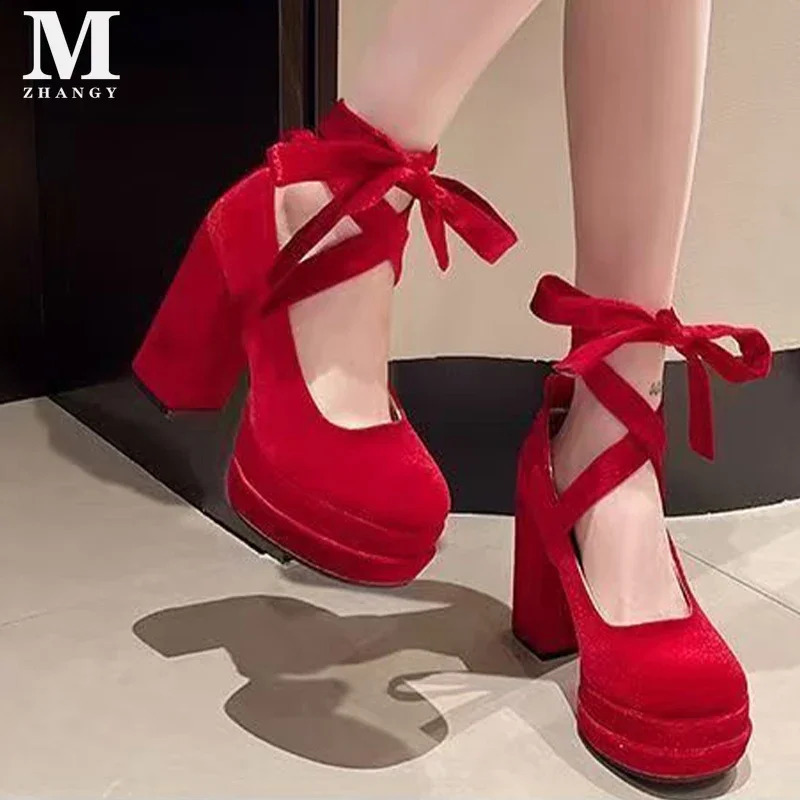 Platform High Heels Mary Janes Women Shoes Chunky Sexy Woman 2025 Trend Autumn Fashion Pumps Elegant Cozy Mujer Zapatos 241213