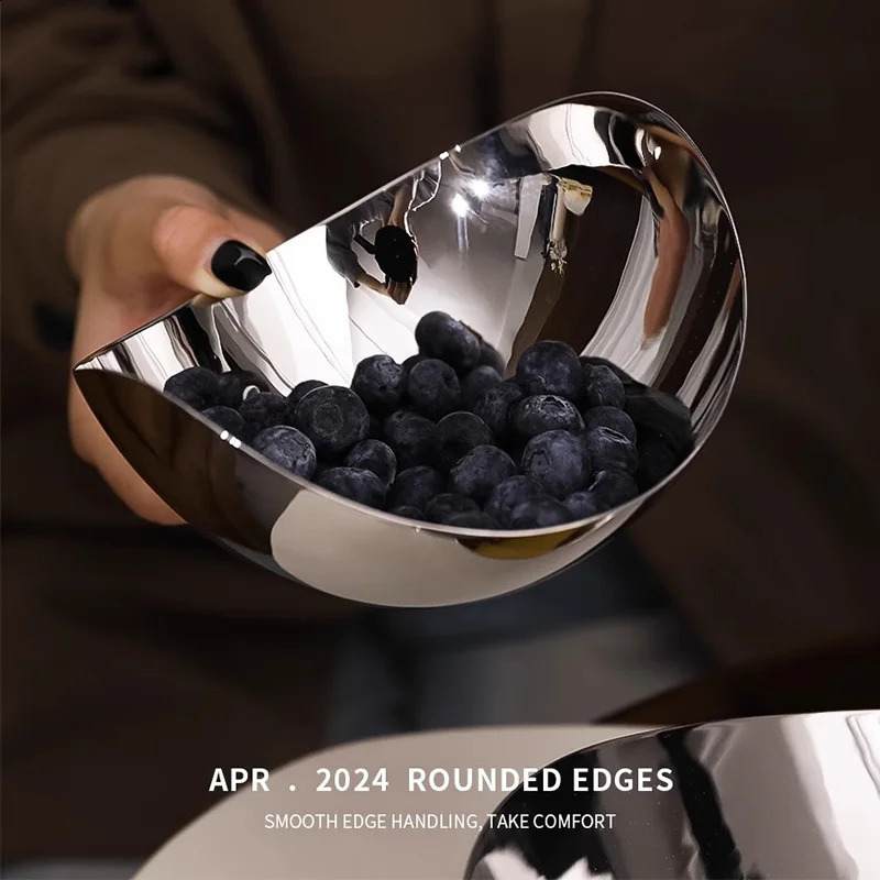 304 Stainless Steel Snack Fruit Bowl Large Salad Serving Dish Fruit Tray Storage for Home Livingroom Kitchen Coffee Table 241216