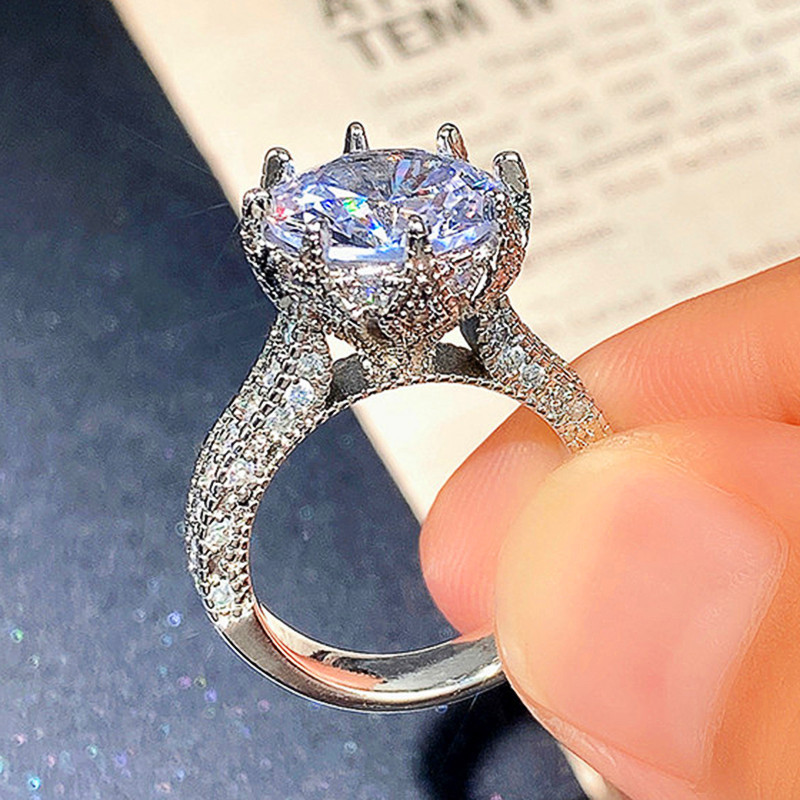 Wedding Oversized Sparkly Zircon Engagement For Women Fashion Dia Ring Jewelry