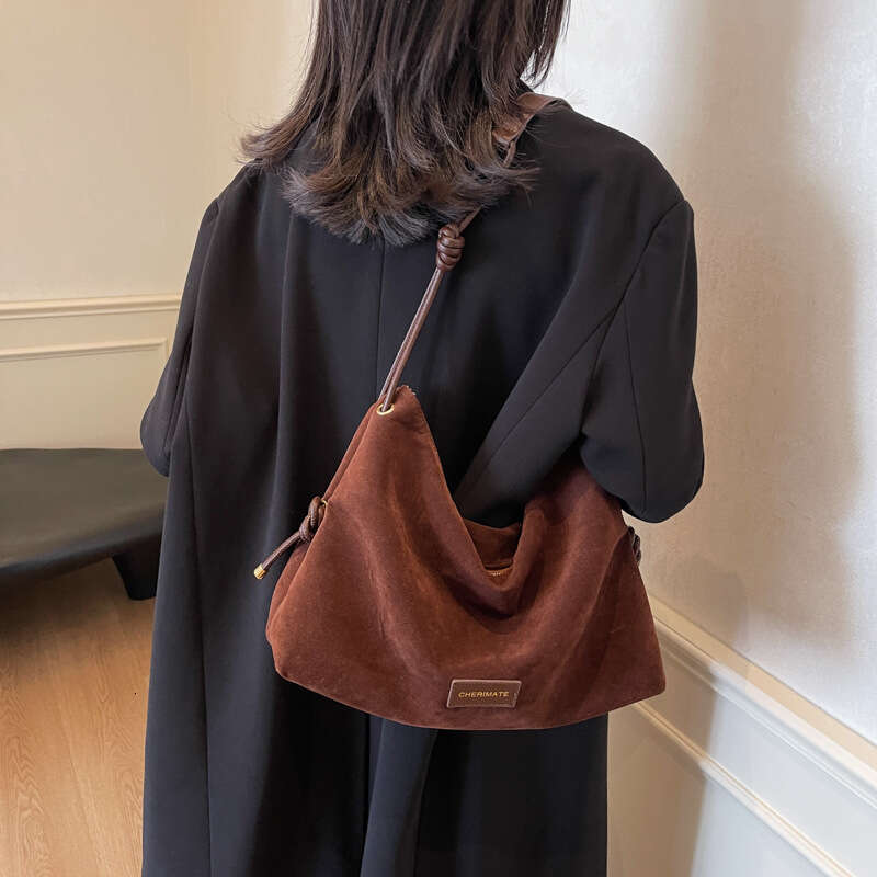 Suede Women's Large Capacity New Autumn And Winter Retro Single Shoulder Tote Bag, Commuting Dumpg Bag