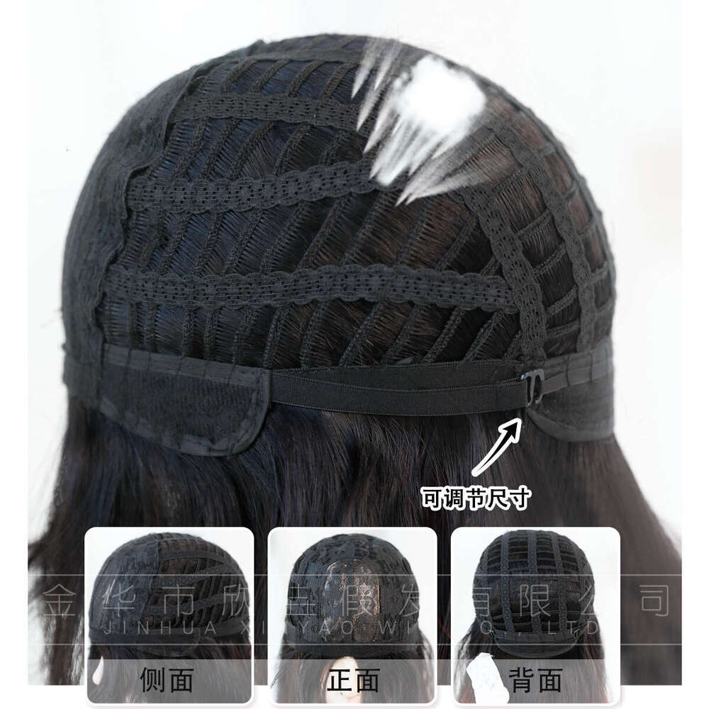 Japanese And Korean Women's Long Black Curly Hair With Bangs, Gradient Red Wig Set Ombre Red Wigs Kq9 Kq9