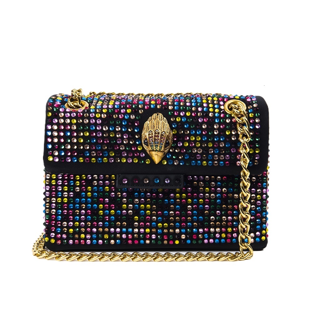 New Arrival Rainbow Suede Women Purse Jointing Colorful Cross Body Shiny Artificial Dia Dinner Bag