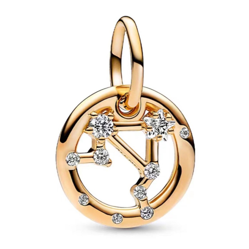 S925 Sterling Silver Luxury Designer 12 Zodiac Leo Libra Pisces Taurus Virgo Loose Beads Charms Women Fits 3mm Snake Chain Bracelets DIY Making Jewelr