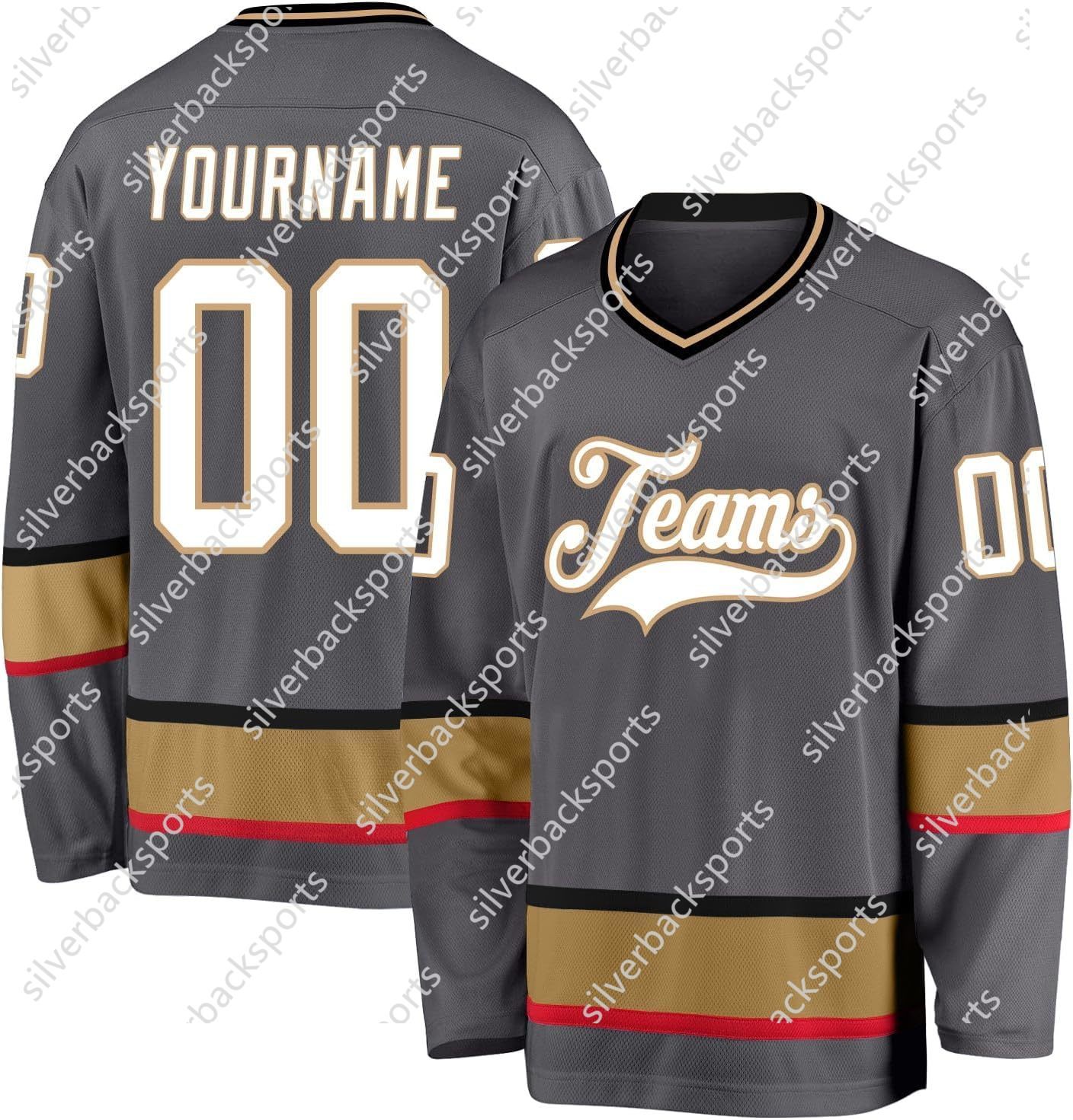 Customize Team Name Number White-Black Jersey, Personalized V-Neck Sports Hockey Jersey for Men Women Youth This baseball uniform is a quick-drying cu