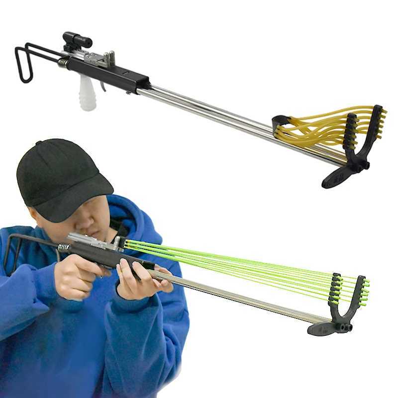 Stainless Steel Professional Hunting Slingshot with 12 Strands of Rubber Band Powerful Outdoor Shooting Sport SlingshotXJ241217