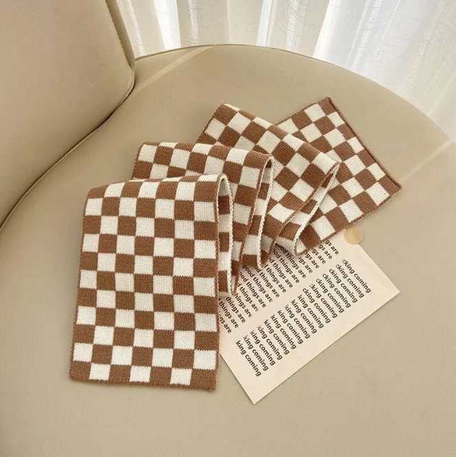 new kids knitted plaid checked scarf winter good quality kids scarves 031XJ241216