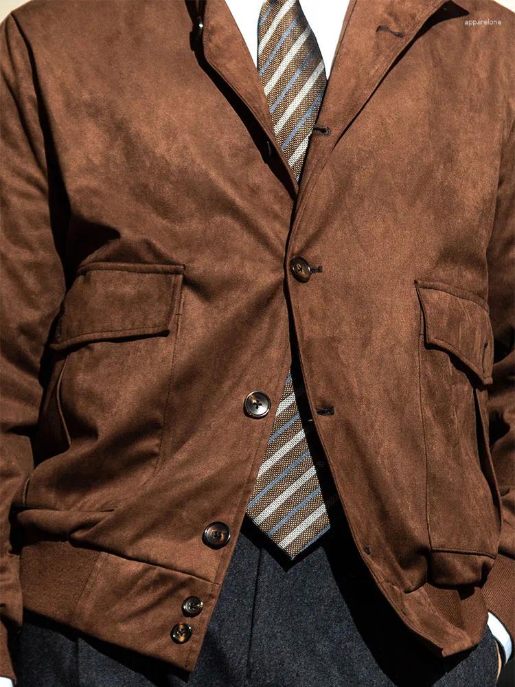 Mens Jackets Imitation Suede Retro Classic Flight Jacket Bomber IVY Business Casual Commuting For Men