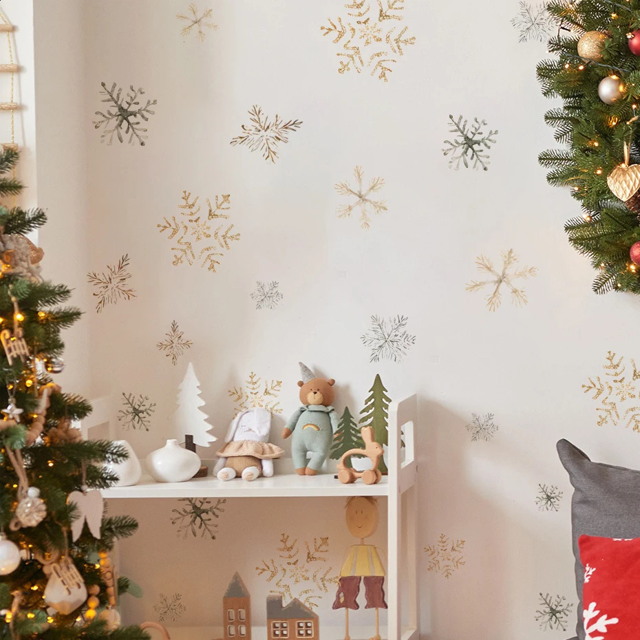 Christmas White Snowflake Window Glass Stickers Christmas Wall Stickers Decorations For Home Xmas Year Gifts 241213