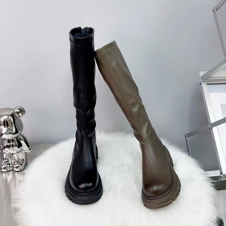 Soled Ddmywed Long For Women In Korean Version Popular Versatile Fashionable Casual Knight High And Thick Boots Motorcycle Chinese Brand Shoes F Ddmys