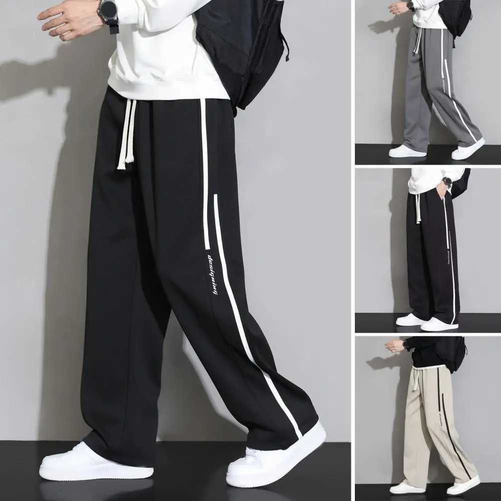 2025S Fashion Designer High Quality Pants Mens Wide Leg Drawstring Sweatpants Soft Breathable Casual Trousers For Sports Jogging Elastic Waist