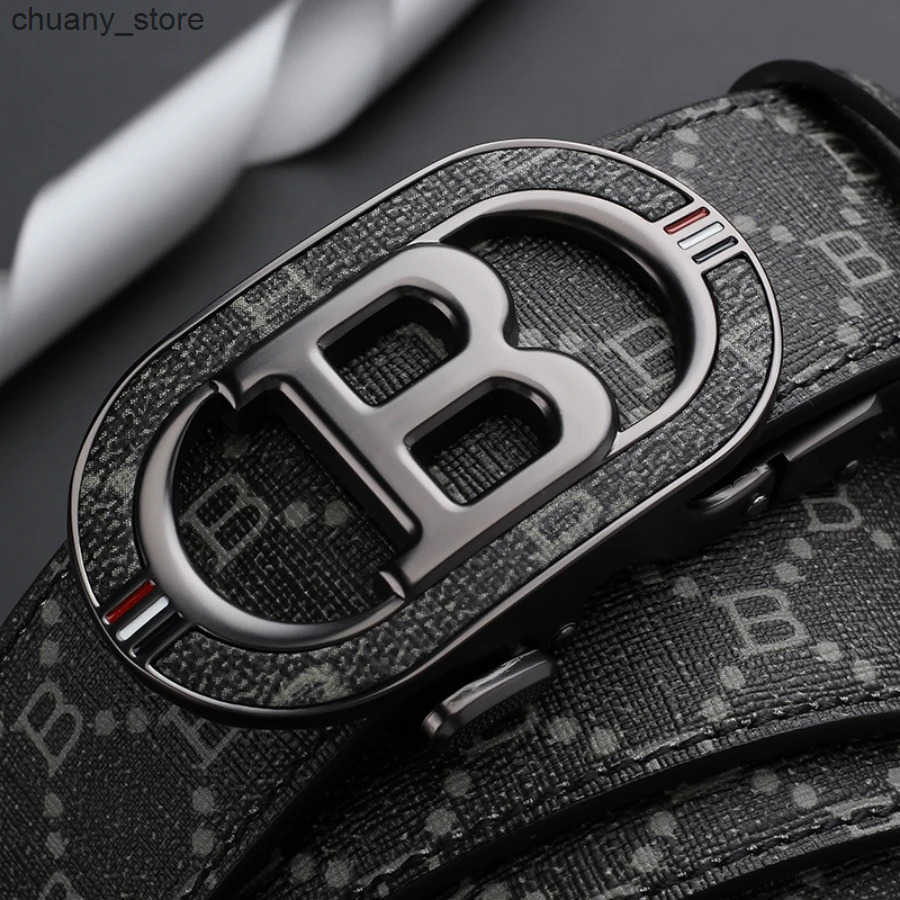 Belts New Big B Automatic Buckle Mens Belt Fashion Letter Buckle Belt Business Leisure Belt Authentic Set Belt L240910