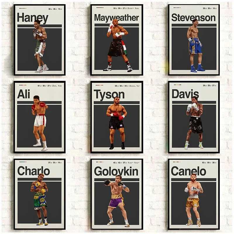 Minimalist Famous Boxer Portrait Mike Tyson Canelo-Alvarez Aesthetic Boxing Poster Canvas Painting Wall Art Pictures Home DecorXJ2411216