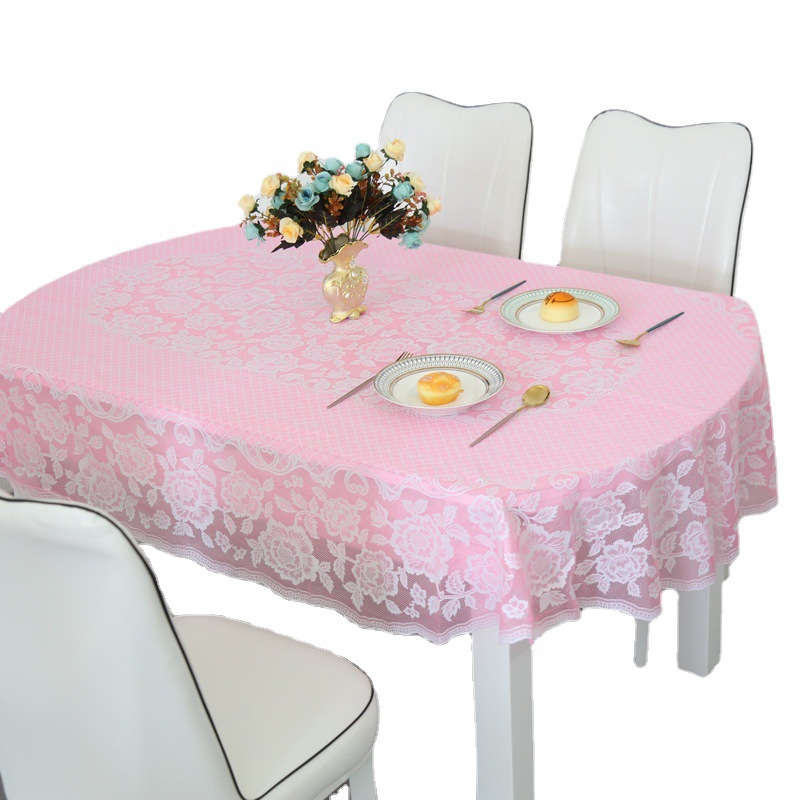 Oval Waterproof and Oil-proof Leave-in Dining Table Cloth Telescopic