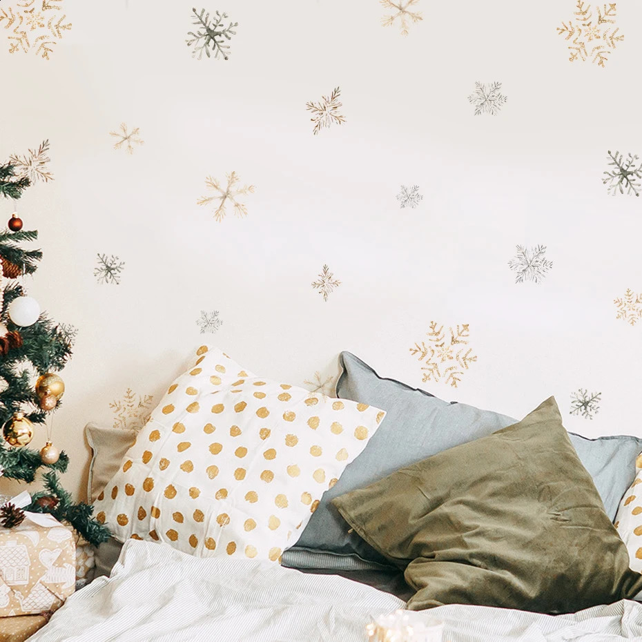 Christmas White Snowflake Window Glass Stickers Christmas Wall Stickers Decorations For Home Xmas Year Gifts 241213