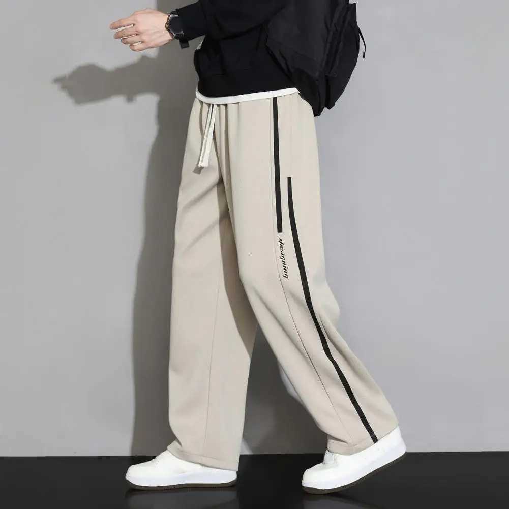 2025S Fashion Designer High Quality Pants Mens Wide Leg Drawstring Sweatpants Soft Breathable Casual Trousers For Sports Jogging Elastic Waist