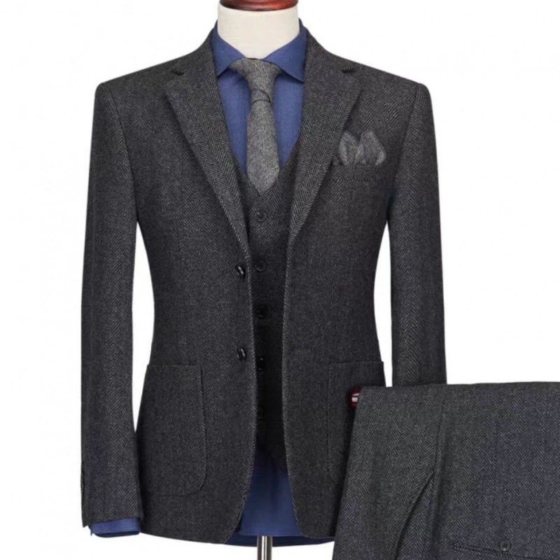 D114 Korean style striped suit wedding groom dress business suit