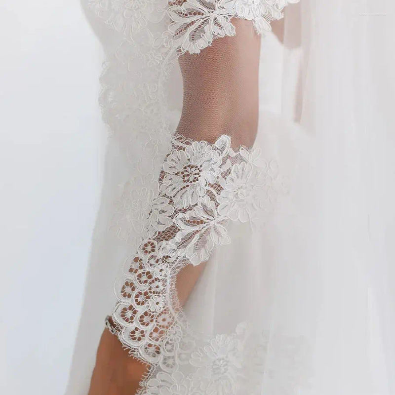 Bridal Veils Lace Edge Soft Mantilla Wedding Veil Elegant Long Bride 1 Tier Cathedral Length With Comb Accessories VP86