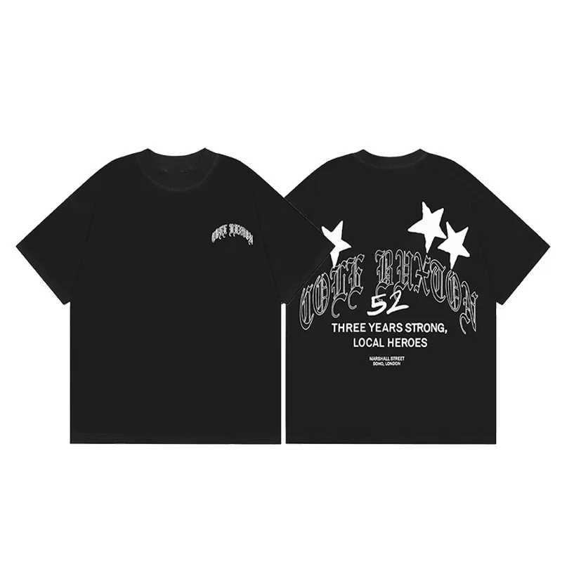 Women's T-Shirt American niche trendy brand fashion printing loose round neck mens and womens couple short-slved T-shirt Y2412127I8N